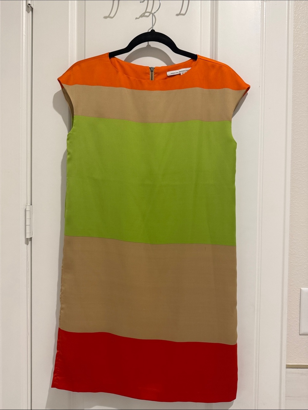 Cynthia Steffe Orange and Tan Colorblock Dress